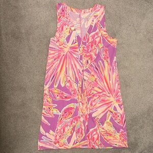 Lilly Pulitzer Pink and Purple Floral 100% Pima Cotton Dress